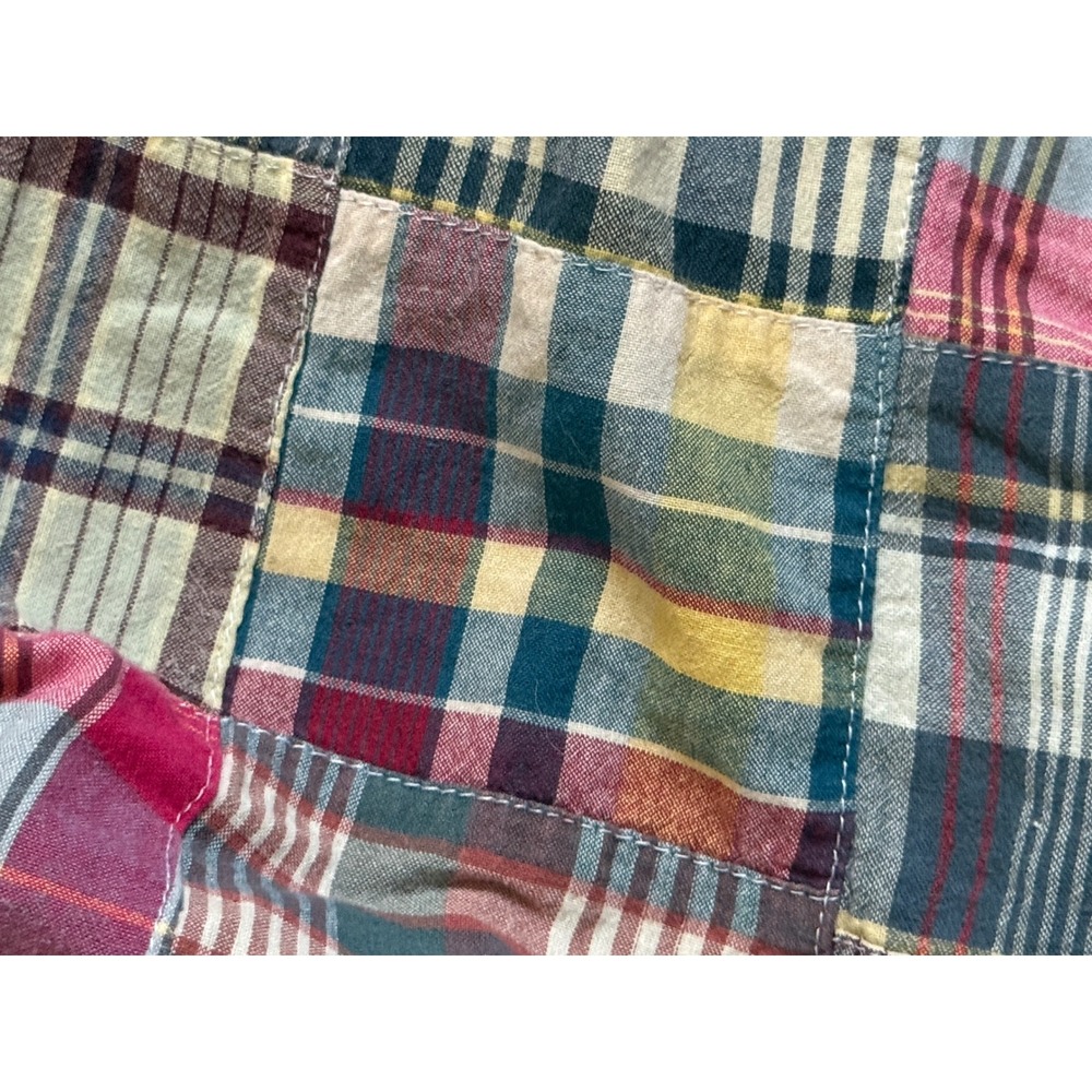American Eagle Retro 90s Bermuda Shorts Plaid Patchwork Cargo Pink Blue 8 Y2K - Picture 4 of 12